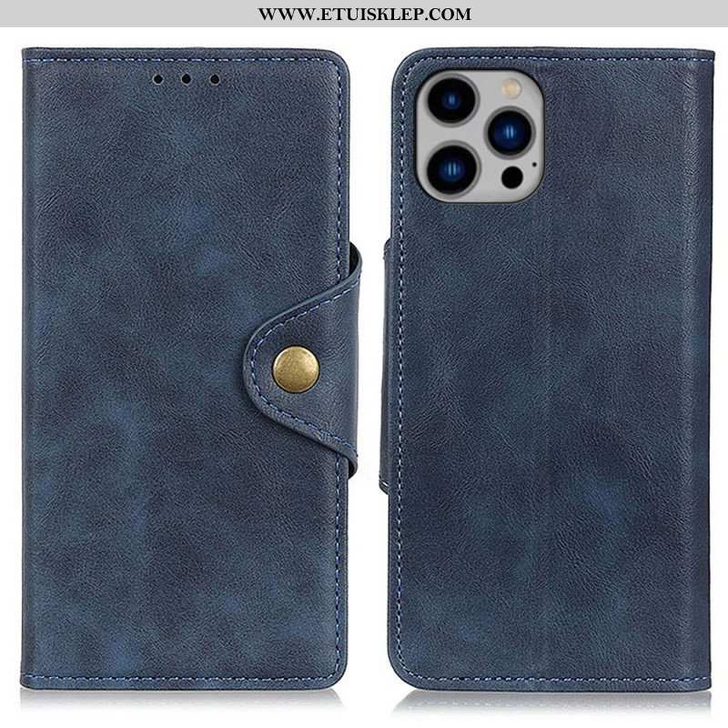 Etui Folio do iPhone 14 Plus Guzik Ze Sztucznej Skóry